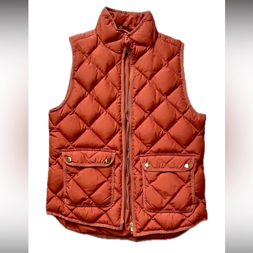 J.Crew Excursion Quilted Puffer Vest Fall Rust Color Small